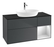 Тумба під раковину Villeroy & Boch Finion 120х50,1 см із підсвічуванням МДФ темно-синій матовий лак/скло чорне матове G832MTHG