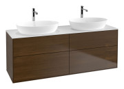 Тумба під раковину Villeroy & Boch Finion 160х50,1 см із підсвічуванням МДФ шпон волоського горіха/скло біле матове G84100GN