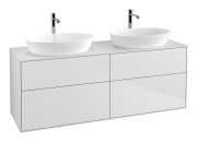 Тумба под раковину Villeroy & Boch Finion 160х50,1 см с подсветкой МДФ белый матовый лак/стекло белое матовое G84100MT