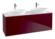 Тумба під раковину Villeroy & Boch Finion 160х50,1 см з підсвічуванням МДФ півонія матовий лак/скло біле матове G84100HB