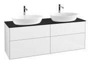 Тумба под раковину Villeroy & Boch Finion 160х50,1 см с подсветкой МДФ глянцевый белый лак/стекло черное матовое G84200GF