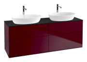 Тумба під раковину Villeroy & Boch Finion 160х50,1 см з підсвічуванням МДФ півонія матовий лак/скло чорне матове G84200HB