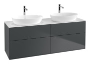 Тумба под раковину Villeroy & Boch Finion 160х50,1 см с подсветкой МДФ темно-синий матовый лак/стекло белое матовое G84100HG