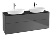 Тумба під раковину Villeroy & Boch Finion 160х50,1 см із підсвічуванням МДФ антрацит матовий лак/скло чорне матове G84200GK