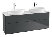 Тумба под раковину Villeroy & Boch Finion 160х50,1 см с подсветкой МДФ темно-синий матовый лак/стекло белое матовое G84100HG