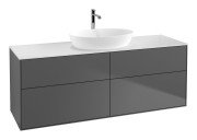 Тумба під раковину Villeroy & Boch Finion 160х50,1 см МДФ антрацит матовий лак/скло біле матове F85100GK