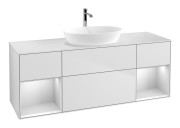 Тумба под раковину Villeroy & Boch Finion 160х50,1 см с подсветкой МДФ белый матовый лак/стекло белое матовое F861MTMT