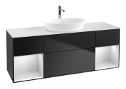 Тумба під раковину Villeroy & Boch Finion 160х50,1 см із підсвічуванням МДФ чорний матовий лак/скло біле матове F861MTPD