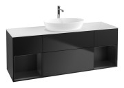Тумба під раковину Villeroy & Boch Finion 160х50,1 см із підсвічуванням МДФ чорний матовий лак/скло біле матове F861PDPD