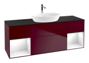 Тумба під раковину Villeroy & Boch Finion 160х50,1 см з підсвічуванням МДФ півонія матовий лак/скло чорне матове F862GFHB