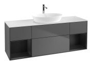 Тумба під раковину Villeroy & Boch Finion 160х50,1 см із підсвічуванням МДФ антрацит матовий лак/скло біле матове F861PDGK