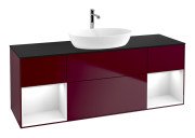 Тумба под раковину Villeroy & Boch Finion 160х50,1 см с подсветкой МДФ пион матовый лак/стекло черное матовое F862GFHB