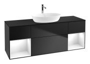 Тумба під раковину Villeroy & Boch Finion 160х50,1 см із підсвічуванням МДФ чорний матовий лак/скло чорне матове F862GFPD