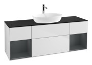 Тумба под раковину Villeroy & Boch Finion 160х50,1 см с подсветкой МДФ белый матовый лак/стекло черное матовое F862HGMT