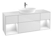 Тумба під раковину Villeroy & Boch Finion 160х50,1 см із підсвічуванням МДФ білий матовий лак/скло біле матове G861GFMT