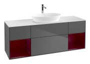 Тумба під раковину Villeroy & Boch Finion 160х50,1 см із підсвічуванням МДФ антрацит матовий лак/скло біле матове G861HBGK