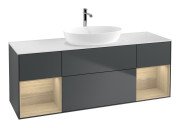 Тумба под раковину Villeroy & Boch Finion 160х50,1 см с подсветкой МДФ темно-синий матовый лак/стекло белое матовое G861PCHG