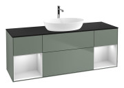 Тумба под раковину Villeroy & Boch Finion 160х50,1 см с подсветкой МДФ оливковый матовый лак/стекло черное матовое G862MTGM