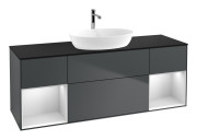 Тумба під раковину Villeroy & Boch Finion 160х50,1 см із підсвічуванням МДФ темно-синій матовий лак/скло чорне матове G862MTHG