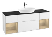 Тумба під раковину Villeroy & Boch Finion 160х50,1 см з підсвічуванням МДФ білий глянцевий лак/скло чорне матове G862PCGF