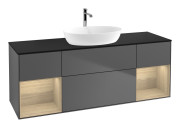 Тумба під раковину Villeroy & Boch Finion 160х50,1 см із підсвічуванням МДФ антрацит матовий лак/скло чорне матове G862PCGK