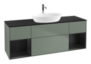 Тумба під раковину Villeroy & Boch Finion 160х50,1 см із підсвічуванням МДФ оливковий матовий лак/скло чорне матове G862PDGM