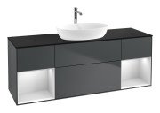 Тумба під раковину Villeroy & Boch Finion 160х50,1 см із підсвічуванням МДФ темно-синій матовий лак/скло чорне матове G862MTHG