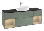 	Тумба під раковину Villeroy & Boch Finion 160х50,1 см із підсвічуванням МДФ оливковий матовий лак/скло чорне матове G862PCGM