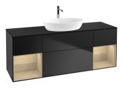 Тумба под раковину Villeroy & Boch Finion 160х50,1 см с подсветкой МДФ черный матовый лак/стекло белое матовое G862PCPD