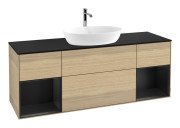 Тумба під раковину Villeroy & Boch Finion 160х50,1 см МДФ шпон дуба/скло чорне матове G862PDPC