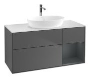 Тумба під раковину Villeroy & Boch Finion 120х50,1 см із підсвічуванням МДФ антрацит матовий лак/скло біле матове F831HGGK