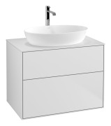 Тумба під раковину Villeroy & Boch Finion 80х50,1 см МДФ білий матовий лак/скло біле матове F87100MT