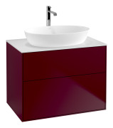 Тумба під раковину Villeroy & Boch Finion 80х50,1 см з підсвічуванням МДФ півонія матовий лак/скло біле матове G87100HB