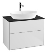 Тумба під раковину Villeroy & Boch Finion 80х50,1 см із підсвічуванням МДФ білий матовий лак/скло чорне матове G87200MT