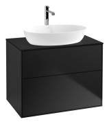 Тумба під раковину Villeroy & Boch Finion 80х50,1 см із підсвічуванням МДФ чорний матовий лак/скло чорне матове G87200PD