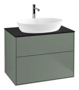 Тумба під раковину Villeroy & Boch Finion 80х50,1 см із підсвічуванням МДФ оливковий матовий лак/скло чорне матове G87200GM