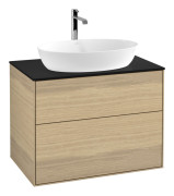 Тумба під раковину Villeroy & Boch Finion 80х50,1 см з підсвічуванням МДФ шпон дуба/скло біле матове G87200PC