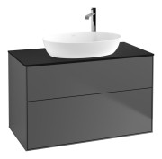 Тумба під раковину Villeroy & Boch Finion 100х50,1 см МДФ антрацит матовий лак/скло чорне матове F88200GK