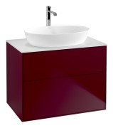 Тумба под раковину Villeroy & Boch Finion 80х50,1 см с подсветкой МДФ пион матовый лак/стекло белое матовое G87100HB