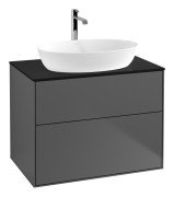 Тумба під раковину Villeroy & Boch Finion 80х50,1 см з підсвічуванням МДФ антрацит матовий лак/скло чорне матове G87200GK