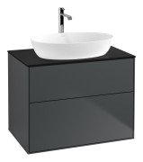 Тумба під раковину Villeroy & Boch Finion 80х50,1 см із підсвічуванням МДФ темно-синій матовий лак/скло чорне матове G87200HG