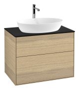 Тумба під раковину Villeroy & Boch Finion 80х50,1 см з підсвічуванням МДФ шпон дуба/скло біле матове G87200PC