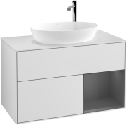 Тумба под раковину Villeroy & Boch Finion 100х50,1 см с подсветкой МДФ белый матовый лак/стекло белое матовое F901GKMT