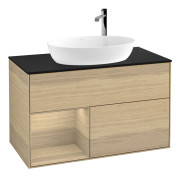 Тумба под раковину Villeroy & Boch Finion 100х50,1 см с подсветкой МДФ шпон дуба/стекло черное матовое G892PCPC