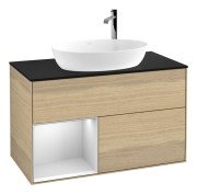 Тумба під раковину Villeroy & Boch Finion 100х50,1 см з підсвічуванням МДФ шпон дуба/скло чорне матове G892MTPC