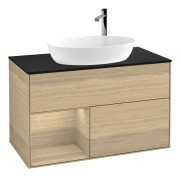 Тумба під раковину Villeroy & Boch Finion 100х50,1 см із підсвічуванням МДФ шпон дуба/скло чорне матове G892PCPC