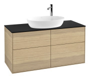 Тумба під раковину Villeroy & Boch Finion 120х50,1 см із підсвічуванням МДФ шпон дуба/скло чорне матове G91200PC