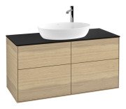 Тумба под раковину Villeroy & Boch Finion 120х50,1 см с подсветкой МДФ шпон дуба/стекло черное матовое G91200PC