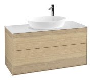 Тумба под раковину Villeroy & Boch Finion 120х50,1 см с подсветкой МДФ шпон дуба/стекло белое матовое G91100PC