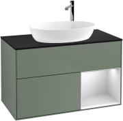 Тумба под раковину Villeroy & Boch Finion 100х50,1 см с подсветкой МДФ оливковый матовый лак/стекло черное матовое F902MTGM